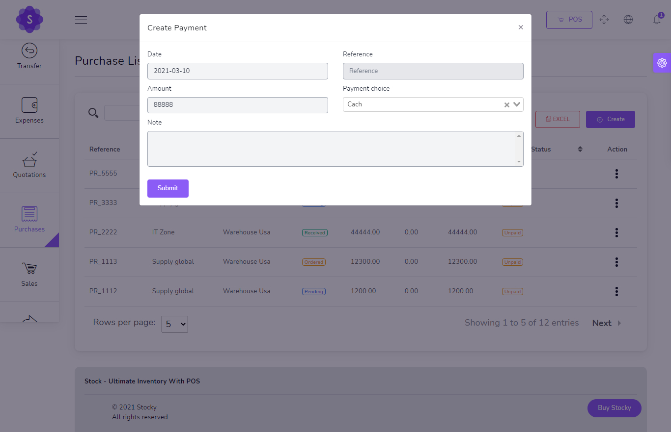 Add purchase payment