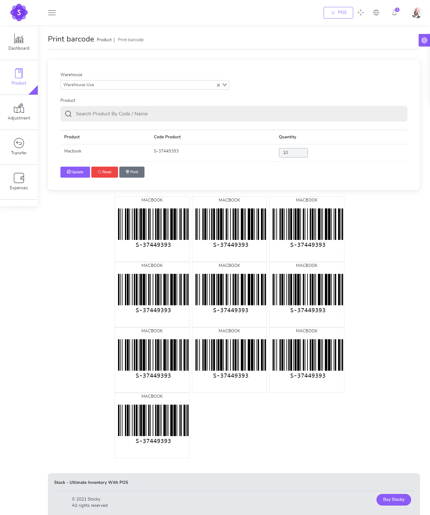 Barcode setup