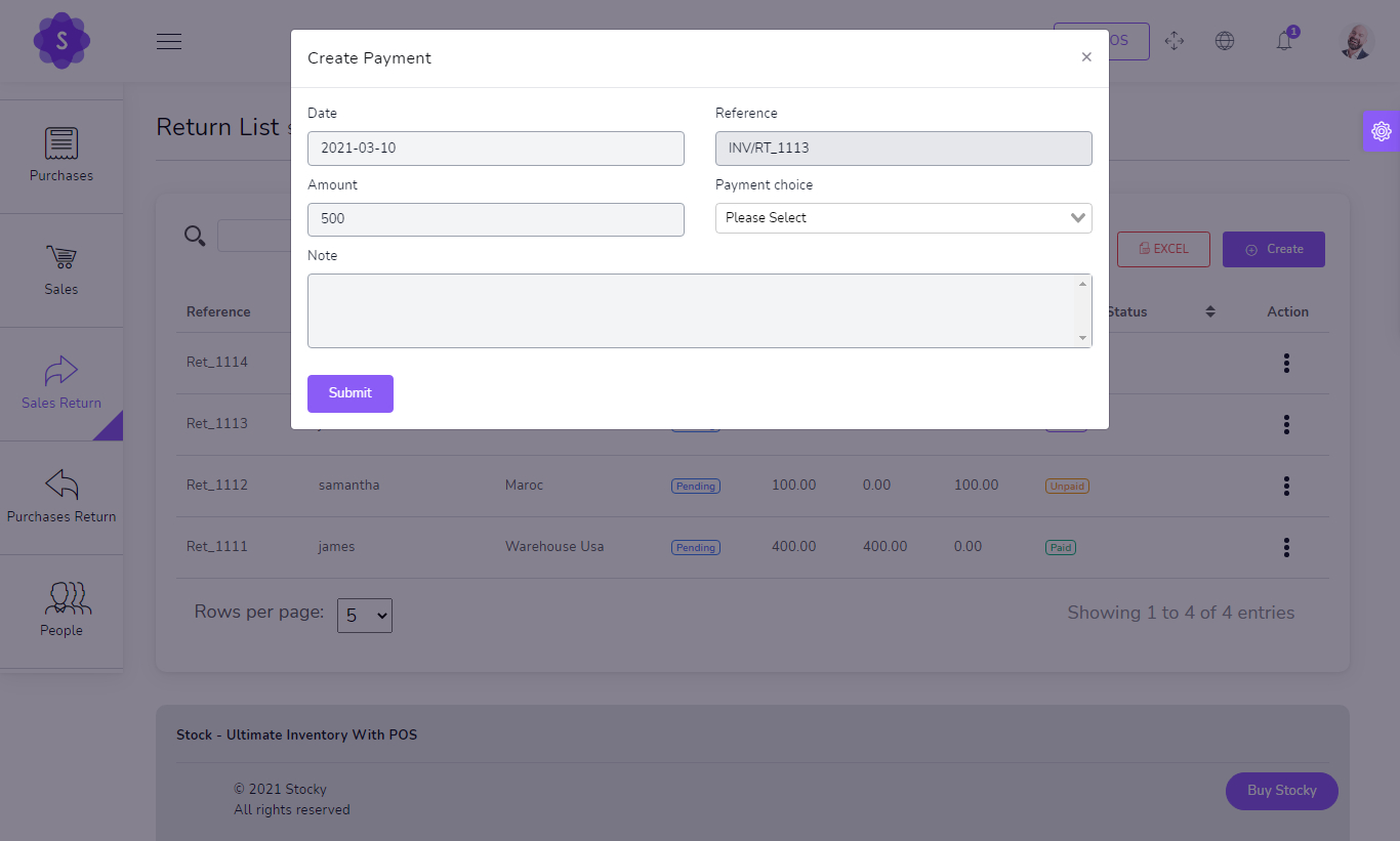 Return payment