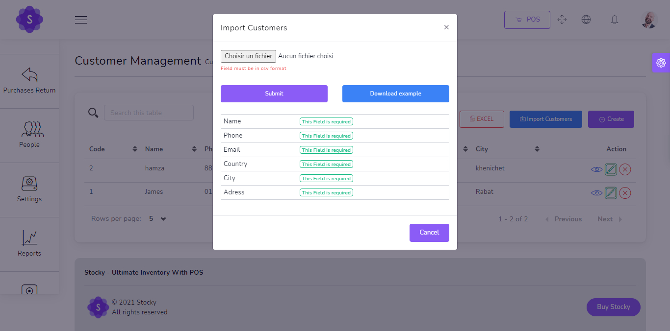 Import customers