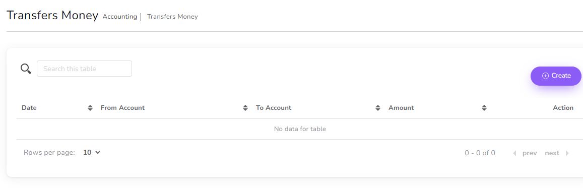 Transfer money list