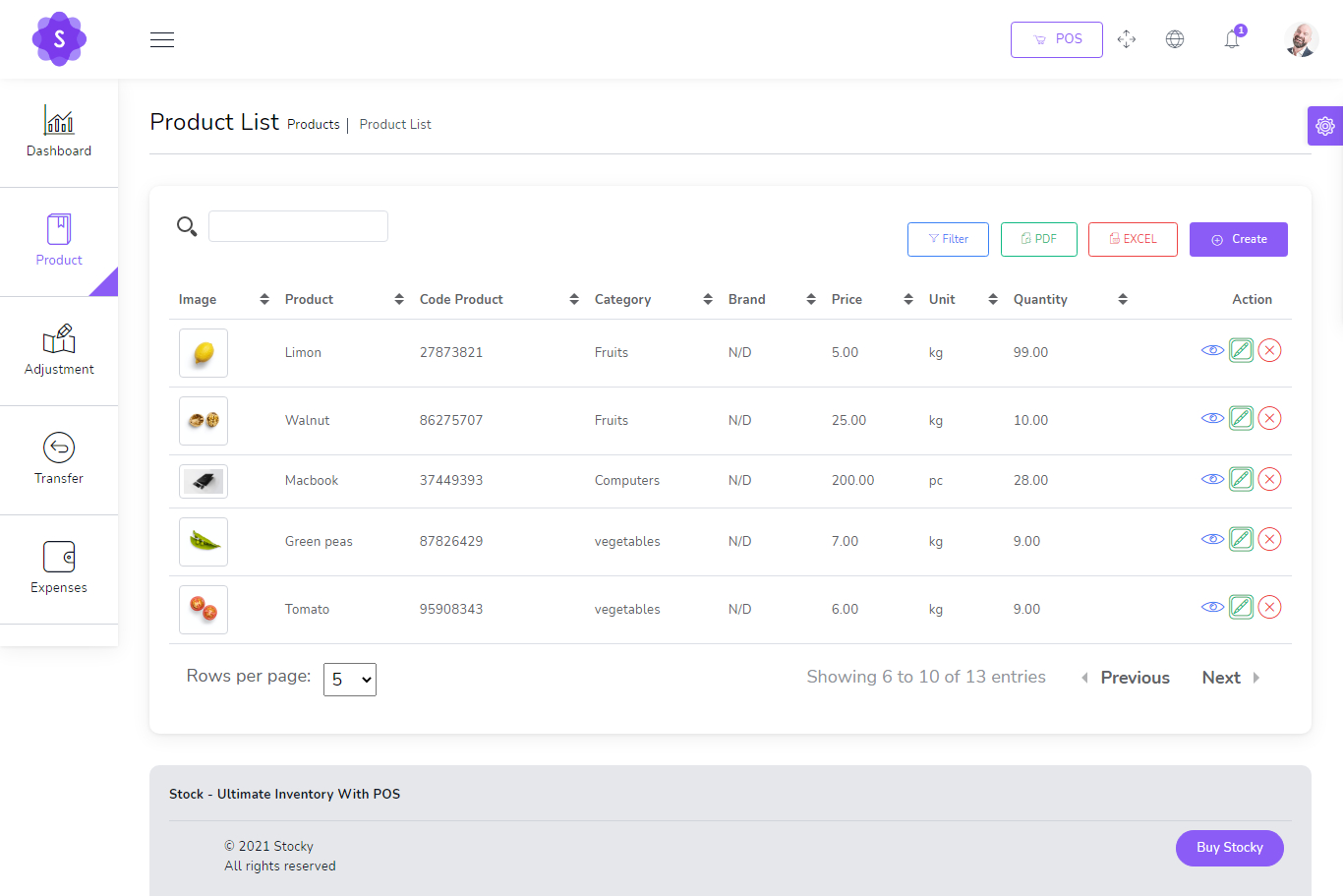 Product list
